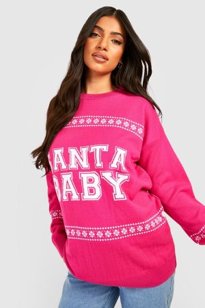 Mammakläder Santa Baby Stickad Jultröja, Pink