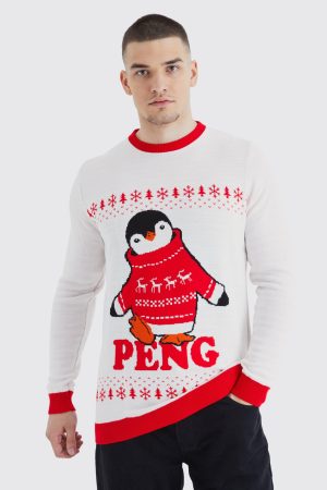 Tall Peng Penguin Jultröja, White