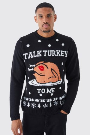 Tall Talk Turkey To Me Jultröja, Black